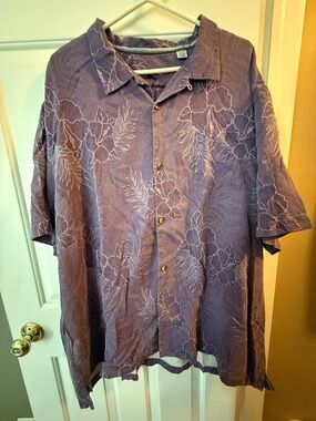Tommy Bahama Purple Floral Textured Camp Shirt